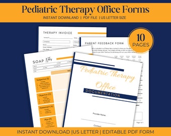 Pediatric Therapy Forms - SOAP Notes, Invoice Templates, Parent Feedback forms, Student Observation Log