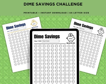365-Day Dime Savings Challenge Bundle: Color and B&W Printables + Bonus Fillable PDF!