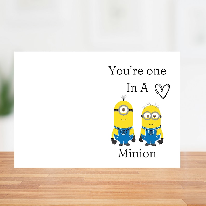 Youre One in a Minion, Valentines Day Card, Digital Prints, Love Cards ...