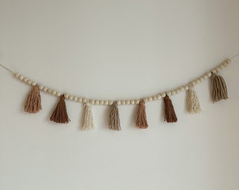 Tassel garland pennant chain tassel chain Boho wall hanging wooden bead chain wall decoration