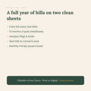 Monthly Bill Payment Tracker | Due Date Organizer, Autopay (Digital Download) image 2