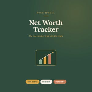 Net Worth Tracker Printable | 12 Month Wealth Log, Canva Template (Digital Download) image 1
