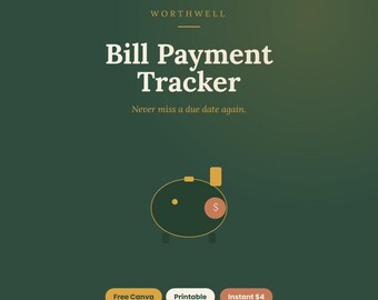 Bill Payment Tracker Printable | Monthly Bill Organizer, Due Date & Autopay Tracker, Canva Template | Editable Digital Download