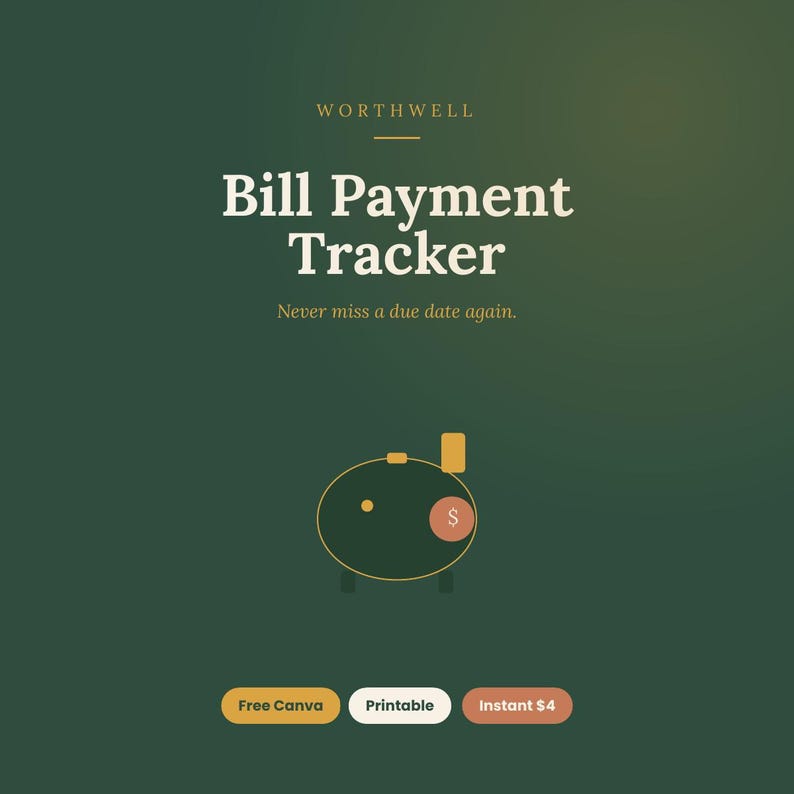 Monthly Bill Payment Tracker | Due Date Organizer, Autopay (Digital Download) image 1