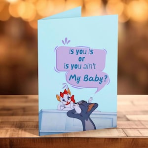 Tarjeta meme divertida y linda del día de San Valentín de Tom y Jerry / Para él / Para ella / Para novia / Para novio / Para amigos / Aniversario