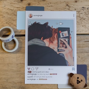 BTS Sope/Yoonseok 'Freund Selfie' A5 Kunstdruck | K-pop jhope & Suga AgustD illustration fanart poster selca bangtan cat boy instagram