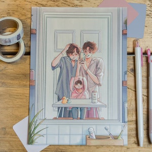 BTS Sope/Yoonseok Jungkook 'Rutina de la mañana' A5 Art Print / K-pop JK poster fanart j-hope Suga pastel ilustración bangtan lindo baño