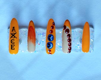 Ongles à presser inspirés de Portgas D. Ace de One Piece