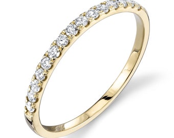 Dainty Micro Pave Diamond Eternity Band, 925 Sterling Silver Stackable Ring