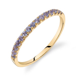 Natural Tanzanite Half Entry Band,  Sterling Silver Band, Tanzanite Wedding Band, Matching Band, Engagement Ring For Her, Tanzanite Wedding
