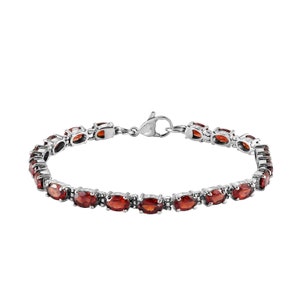 Natural Garnet Bracelet, 925 Sterling Silver, Garnet Tennis Bracelet, Garnet Jewelry, January Birthstone, Gift For Her, Christmas Gift Her