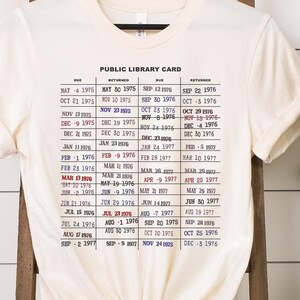 Koszulka z datą płatności karty bibliotecznej, Karta biblioteczna, Koszulka dla miłośników książek, Karta z datą płatności karty, Prezent dla miłośników książek, Prezent dla nauczyciela, Bookish