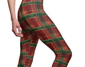 Green and Red Plaid Leggings