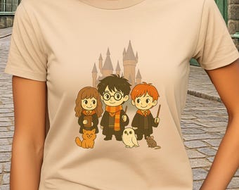 Chibi Wizard School Shirt: Kawaii Magic Friends Tee