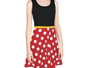 Girls Red Mouse Dot Dress with Black Top and Yellow band