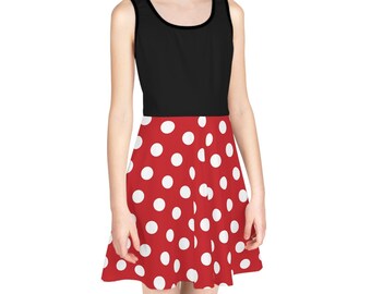 Girls Red Mouse Dot Dress with Black Top