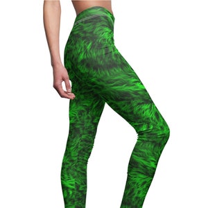 Christmas Green Faux Fur Print Leggings