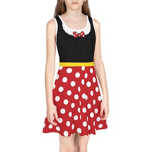 Girls Red and Black Mouse Dot Dress