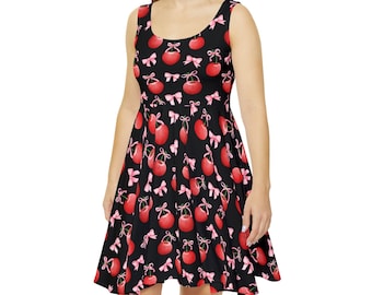 Coquette Damen Pink Bow Cherry Sommerkleid in Schwarz