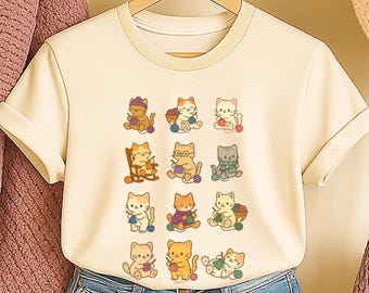 Gehaakt T-shirt katten, grappig cadeau voor garenliefhebber
