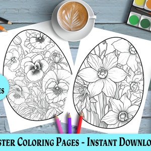 Floral Easter Egg Coloring Pages: 20 Printable Bouquet Designs (PDF)