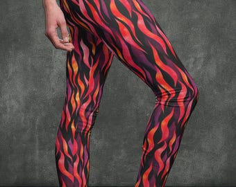 Flame Leggings | Punk Goth Festival Fire Print Leggings for Concerts & Alternative Fashion