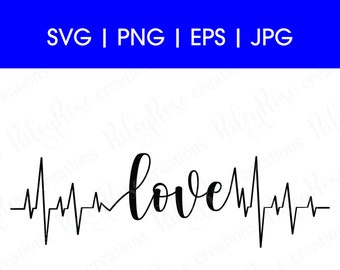 Amour battement de coeur SVG | Saint-Valentin, anniversaire (téléchargement numérique)