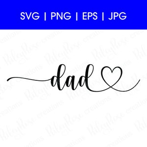 Papa Herz SVG, PNG, jpeg, eps | Liebe, Dad svg Schnittdateien | Vatertag svgs | Hand beschriftet kursiver Text | Digitaler DOWNLOAD