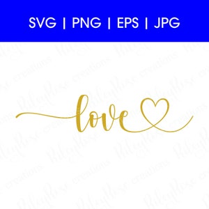 Gouden liefdesscript hart SVG | Gouden liefde, gouden bruiloft gesneden SVG-bestanden | Gouden Valentijnsdag-svg's | Goud cursieve tekst | Digitale DOWNLOAD
