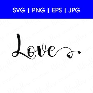 ラブハート SVG | ラブ、ウェディング SVG カットファイル | バレンタインデー SVG | 手書きの筆記体テキスト | デジタルダウンロード