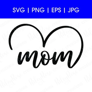 Moeder hart SVG, PNG, jpeg, eps | Liefde, moeder SVG-bestanden knippen | Svg's voor Moederdag | Handgeletterde cursieve tekst | Digitale DOWNLOAD