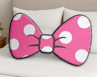 Pink Mouse Dot Bow Shaped Pillow