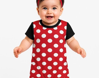 Tutina per neonata Girl Mouse: body a pois rossi, ispirato ai cartoni animati