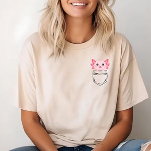 Axolotl Pocket Tee, Axolotl Shirt, Animal Lover Tee, Axolotl Gifts, Pocket Axolotl Shirt, Axolotl Birthday Shirt, Cute Axolotl Shirt, Gifts