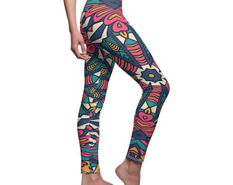 Teal Mandala Leggings | Women's Yoga Pants, Boho Pattern