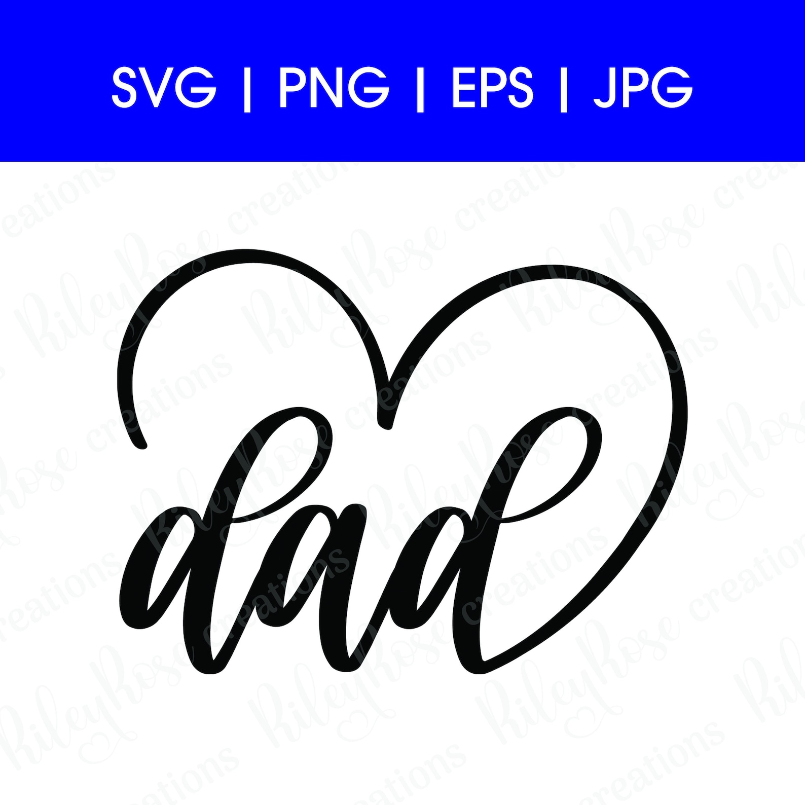 Dad Heart SVG: Father's Day Cursive Text Cut File (digital Download) - Etsy