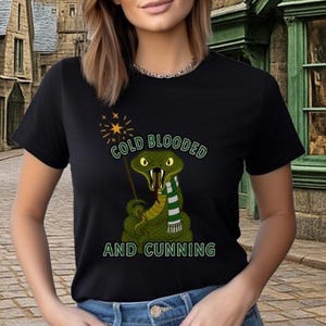 Cold Blooded and Cunning Shirt, Snake House Tee, Wizard School, Snake Mascot, House Pride, Magic Wizard Shirt | Wizard World HP Bookish Fan