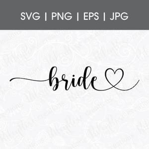 Puede incluir: Un diseño de caligrafía en blanco y negro de la palabra "bride" con un corazón al final de la palabra.