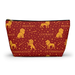 Pochette pour accessoires de sorcier, trousse de sorcière maison du lion, joli organiseur de maquillage, cadeau à thème, trousse de toilette Potter, pochette pour accessoires avec fond en T
