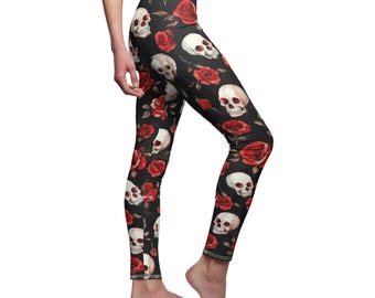 Skull and Rose Leggings | Punk Goth Witch Printed Leggings for Concerts & Festivals