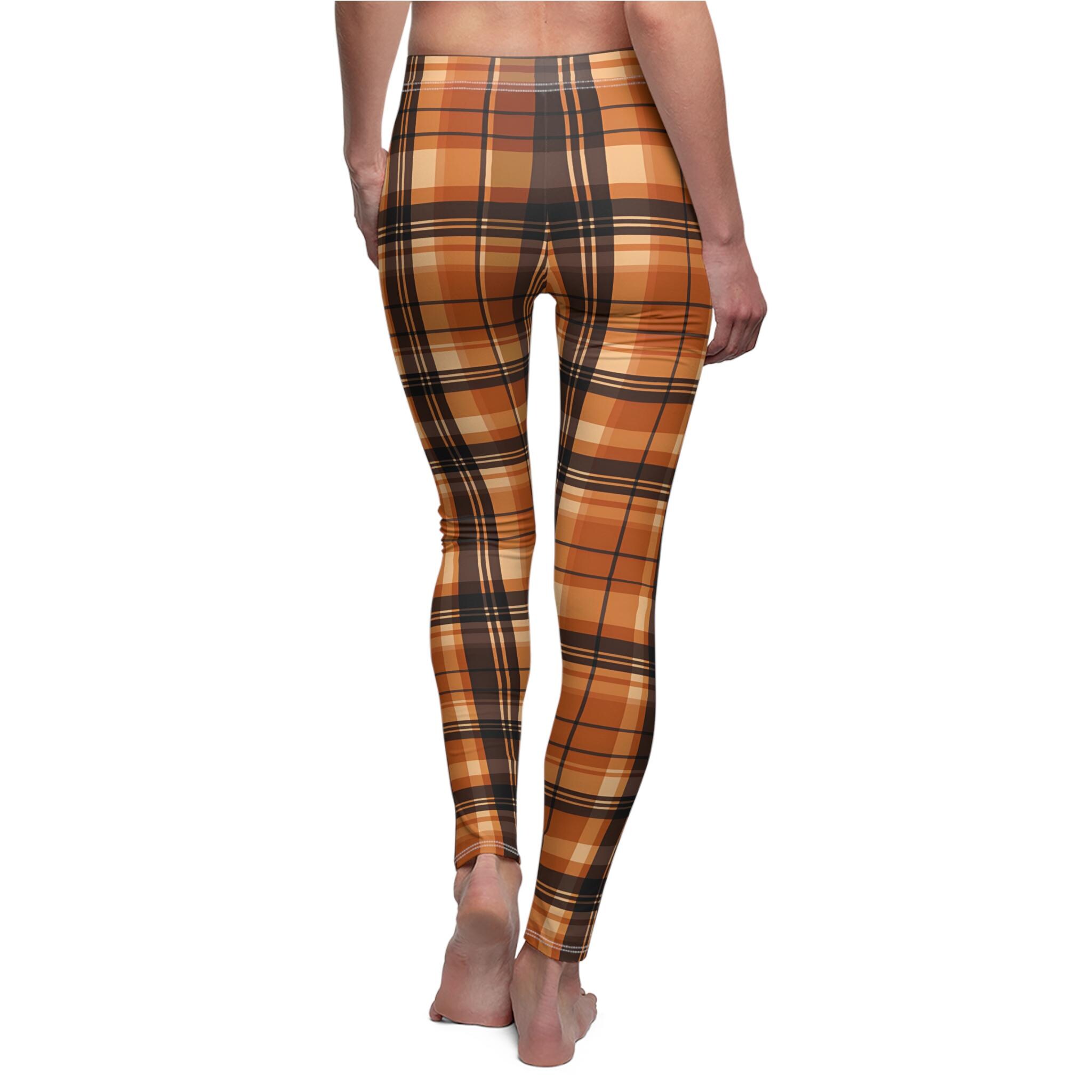 Discover Autumn Checkered Leggings for Women – Casual Fall Look