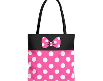 Pink Mouse Dot Tote Bag with Bow