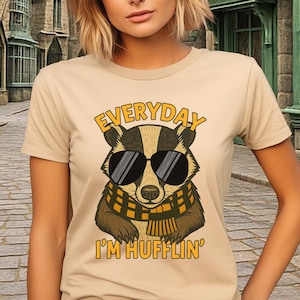 Everyday I&#39;m Hufflin&#39; Shirt, Badger House Tee, Wizard School, Badger Mascot, House Pride, Magic Wizard Shirt | Wizard World HP Bookish Fan