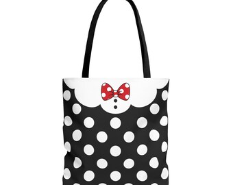Black Mouse Dot Ruffle Tote Bag