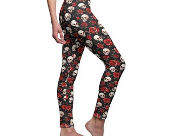 Skull and Rose Leggings | Punk Goth Witch Printed Leggings for Concerts & Festivals