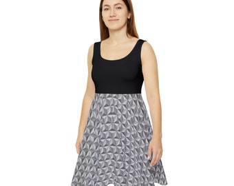 Geometric Triangle Skater Dress: Earth Spaceship Design