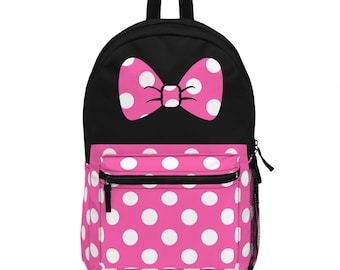 Pink Polka Dot Backpack with Bow – Mouse-Inspired Daypack for Kids, School, or Travel