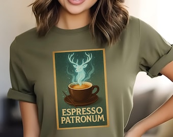 Espresso Patronum-shirt: magisch koffieshirt, tovenaarscadeau