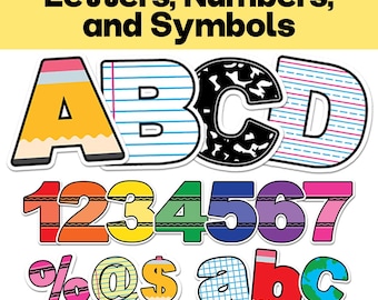 Classroom Letters and Numbers: 14 Styles, Print & Cut Files (Digital Download)