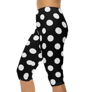 Black Mouse Dot Capri Leggings